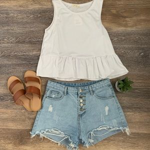 White peplum crop top